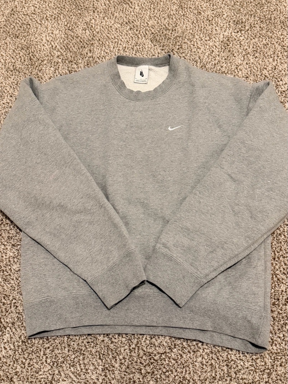 Nike Gray Crewneck Sweatshirt with White Swoosh